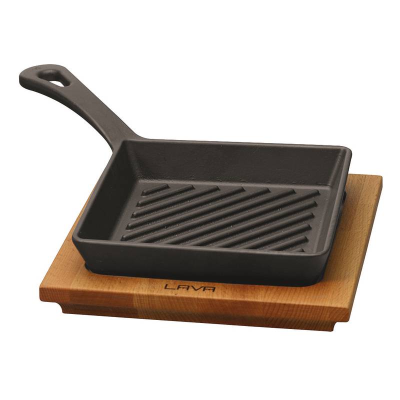 Black, Cast Iron Grill Pan with Riveted Stainless Steel Handle and Enamel Finish La Cuisine LC 7240 in.Cast Round 12 In 