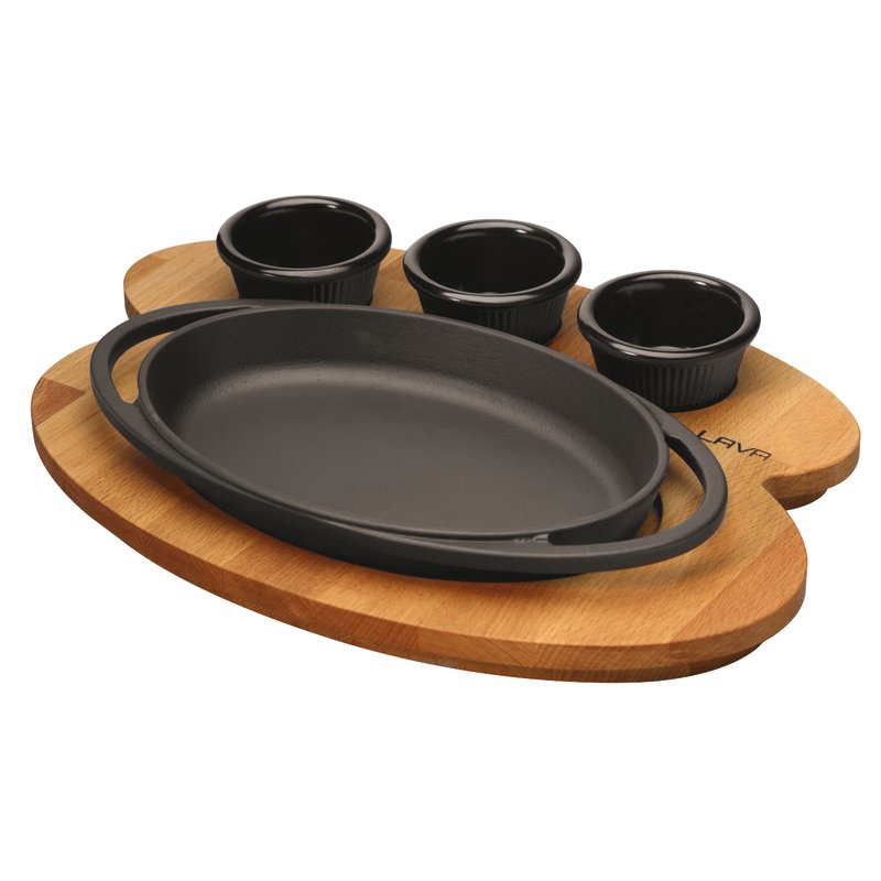 Oval tray with holder - Cast iron cookware